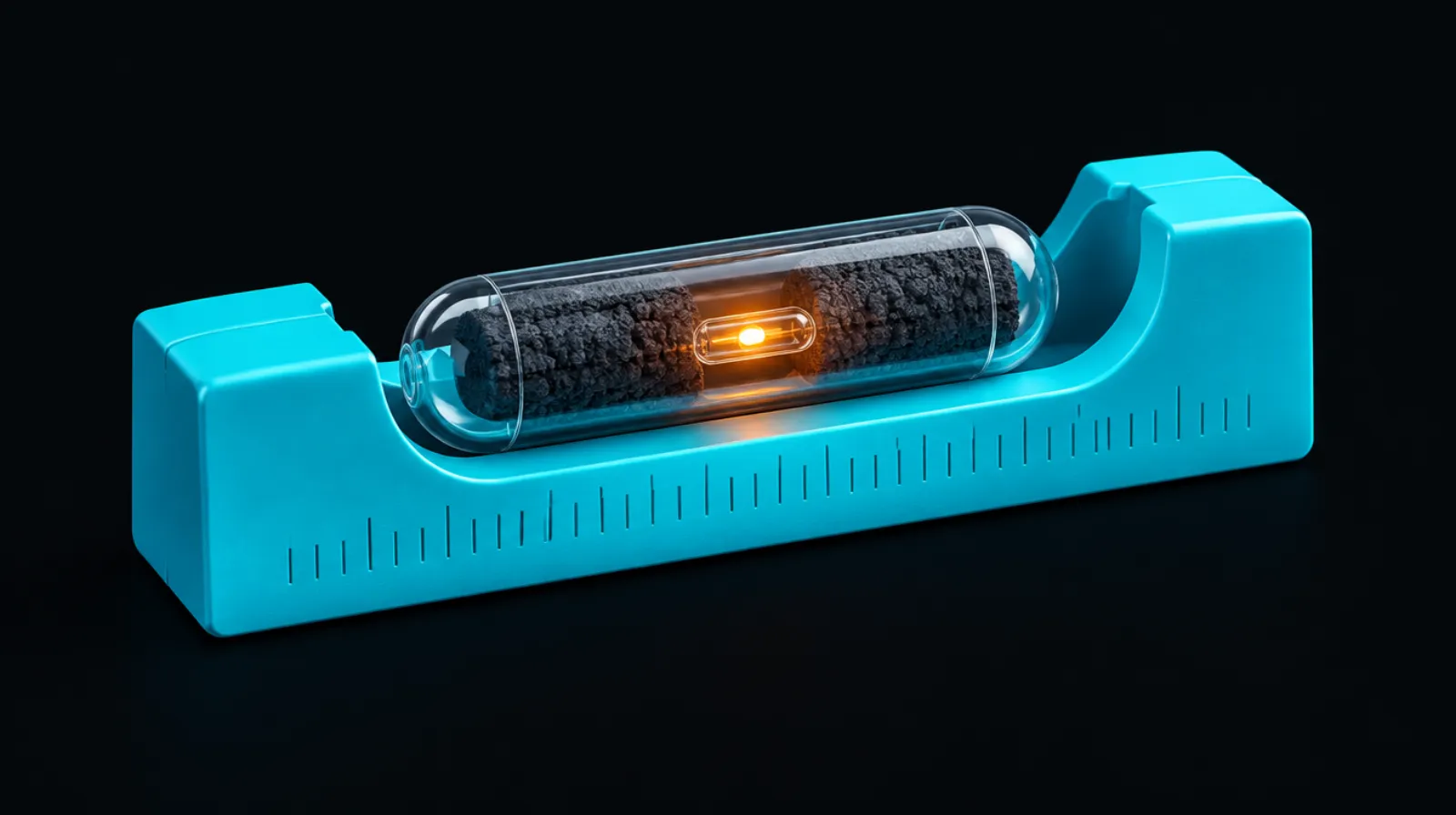 A small capsule in a measuring cradle, representing a no-deposit offer checked closely