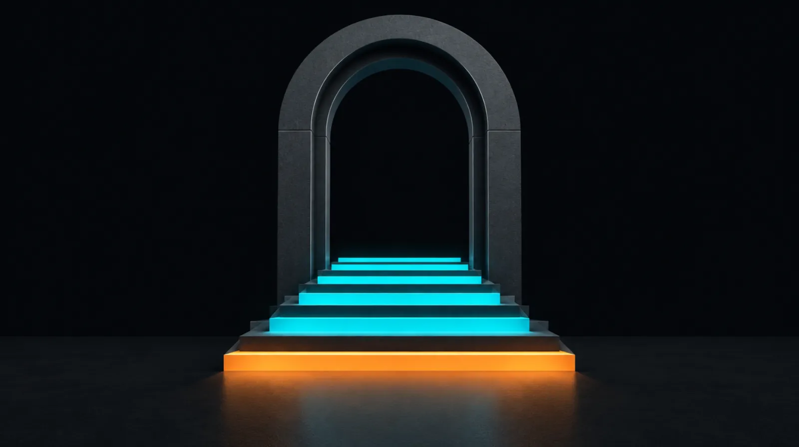 An arch with lit steps, representing a welcome package over several deposits