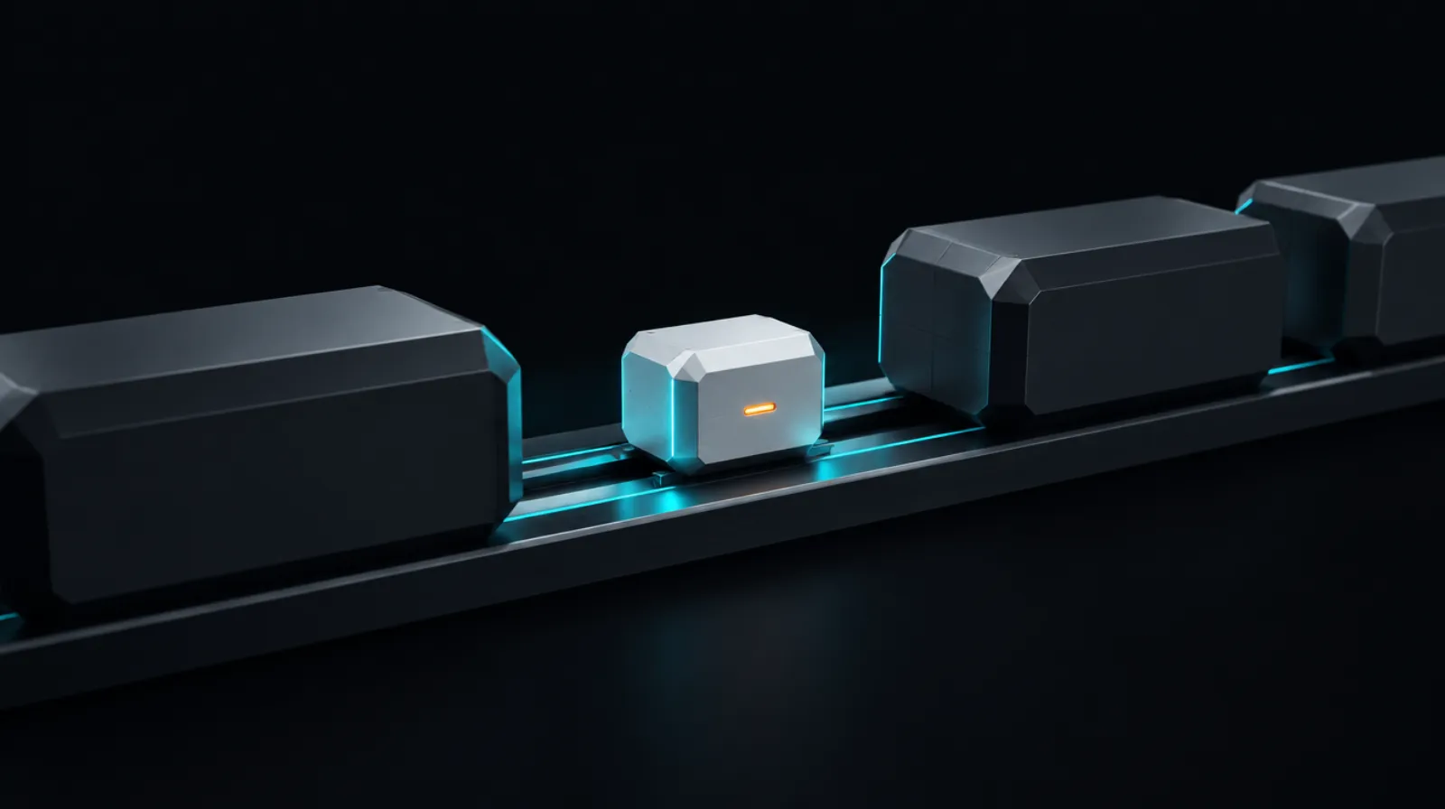 A small silver block on a dark track, symbolising Litecoin